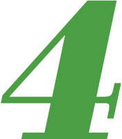 A large, bold green number four on a transparent background.