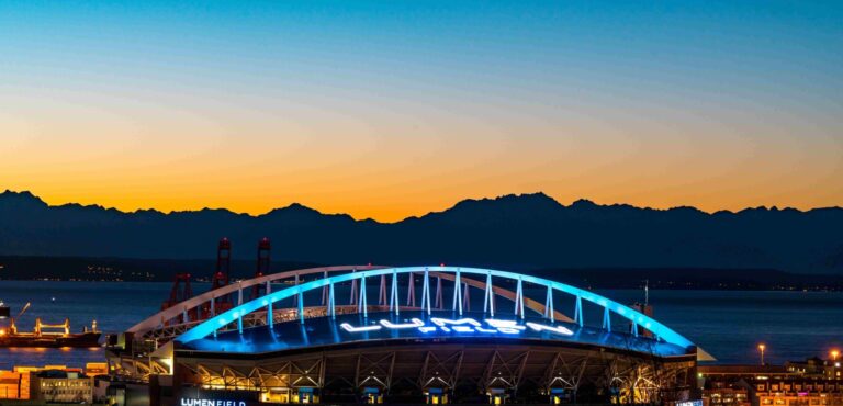Seattle structures light up for #SEA2026, supporting the bid for the FIFA World Cup 2026.