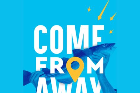 A pair of hands holds a fish against a bright blue background. Large white text reads 